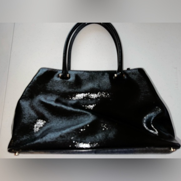 Kate Spade Black Patent Leather Tote bag Shoulder Bag office contemporary - Picture 8 of 16